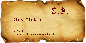 Dick Mietta névjegykártya